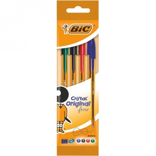 POCHETTE DE 4 STYLOS MEDIUM 0.7MM  FINE - BIC