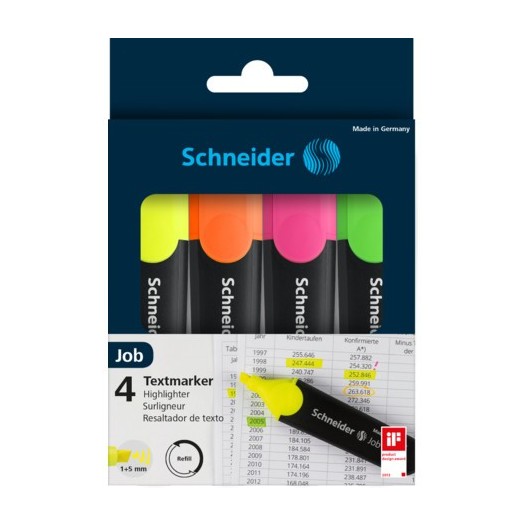 POCHETTE DE 4 SURLIGNEURS SCHNEIDER FLUO JOB 150...