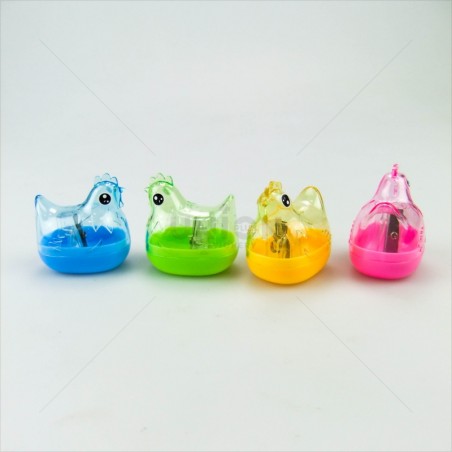 VONJUMA Lot De 4 Taille-Crayons 2-en-1 Avec Gommes Et Réservoir - Couleurs Vives Rose Jaune Bleu Violet Pour Écoliers